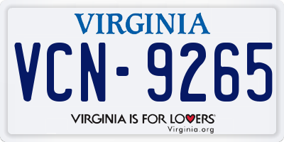 VA license plate VCN9265
