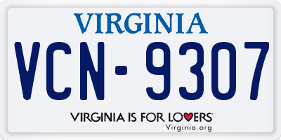 VA license plate VCN9307