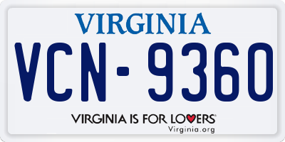 VA license plate VCN9360