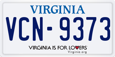 VA license plate VCN9373