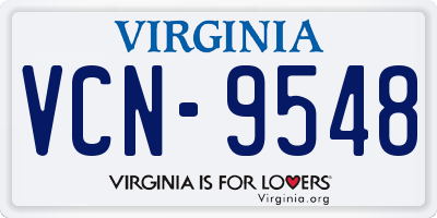VA license plate VCN9548