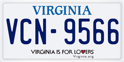 VA license plate VCN9566