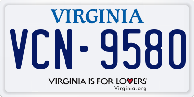 VA license plate VCN9580