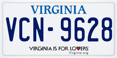 VA license plate VCN9628