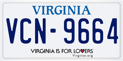 VA license plate VCN9664