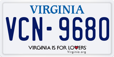 VA license plate VCN9680