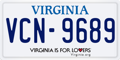 VA license plate VCN9689