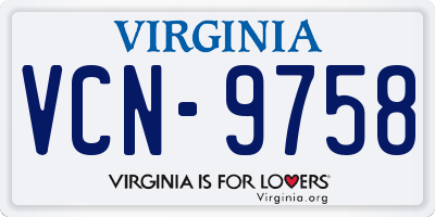 VA license plate VCN9758
