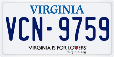 VA license plate VCN9759