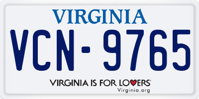 VA license plate VCN9765