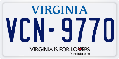 VA license plate VCN9770