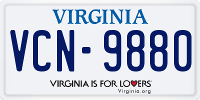 VA license plate VCN9880