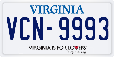 VA license plate VCN9993