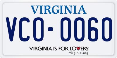 VA license plate VCO0060