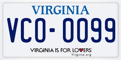 VA license plate VCO0099