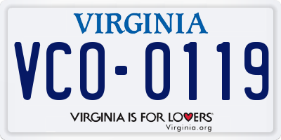 VA license plate VCO0119