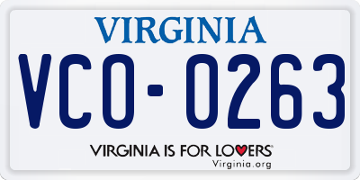 VA license plate VCO0263