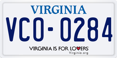 VA license plate VCO0284