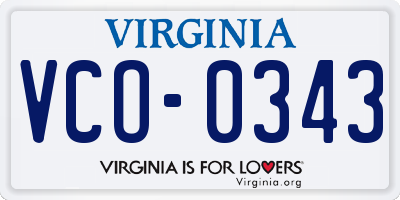 VA license plate VCO0343