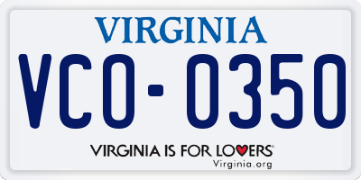 VA license plate VCO0350