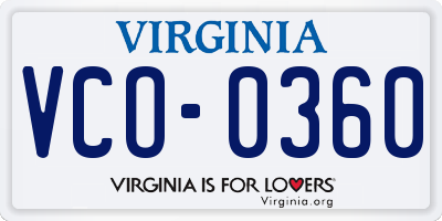 VA license plate VCO0360