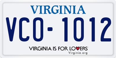 VA license plate VCO1012
