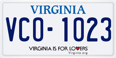 VA license plate VCO1023