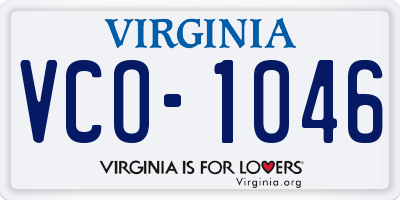 VA license plate VCO1046