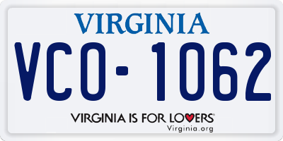 VA license plate VCO1062