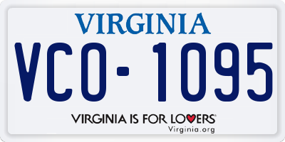 VA license plate VCO1095