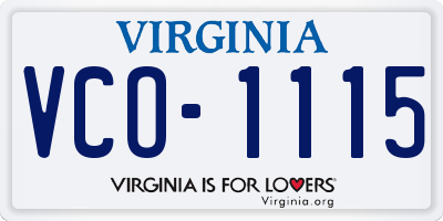 VA license plate VCO1115