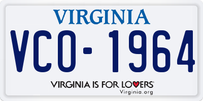 VA license plate VCO1964