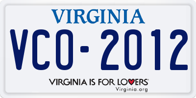 VA license plate VCO2012