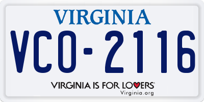 VA license plate VCO2116