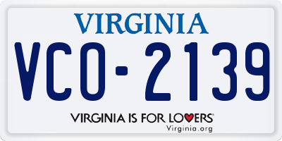 VA license plate VCO2139