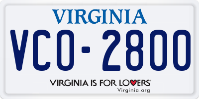 VA license plate VCO2800