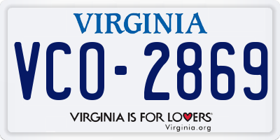 VA license plate VCO2869