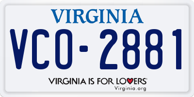 VA license plate VCO2881