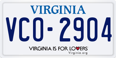VA license plate VCO2904