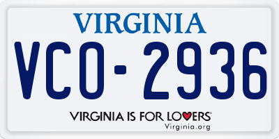VA license plate VCO2936