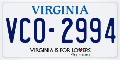 VA license plate VCO2994