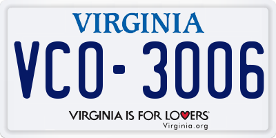 VA license plate VCO3006