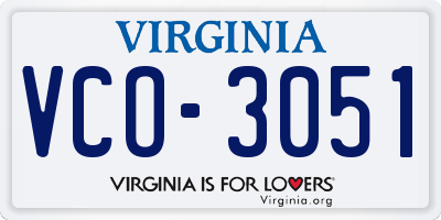 VA license plate VCO3051
