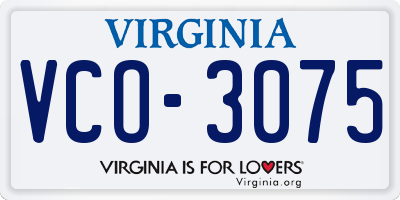 VA license plate VCO3075