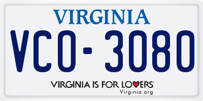 VA license plate VCO3080
