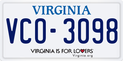 VA license plate VCO3098