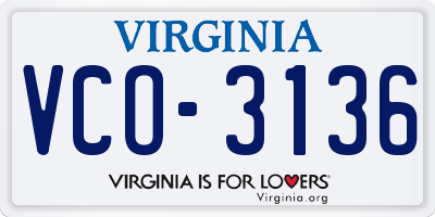 VA license plate VCO3136