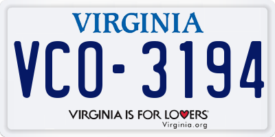 VA license plate VCO3194
