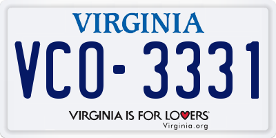 VA license plate VCO3331