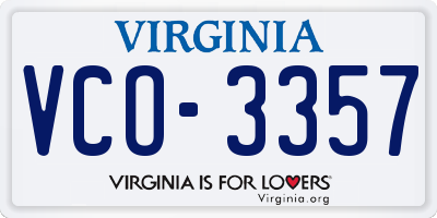 VA license plate VCO3357